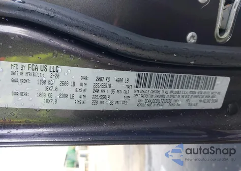 2020 Jeep Compass Limited 4X4 z USA, uszkodzony, nr VIN 3C4NJDCB1LT203638